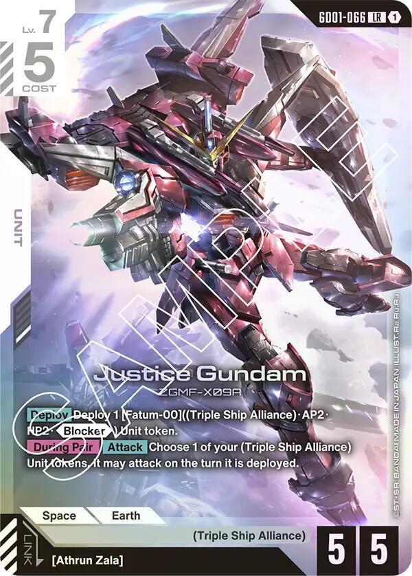 Justice Gundam GD01-066 LR | Newtype Rising NM Gundam Card Game