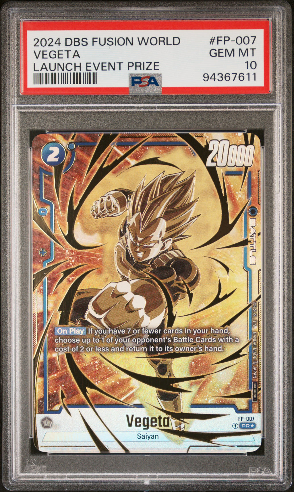Vegeta - FP-007 (Gold) Fusion World Promotion Cards and Packs FP-007 PSA 10