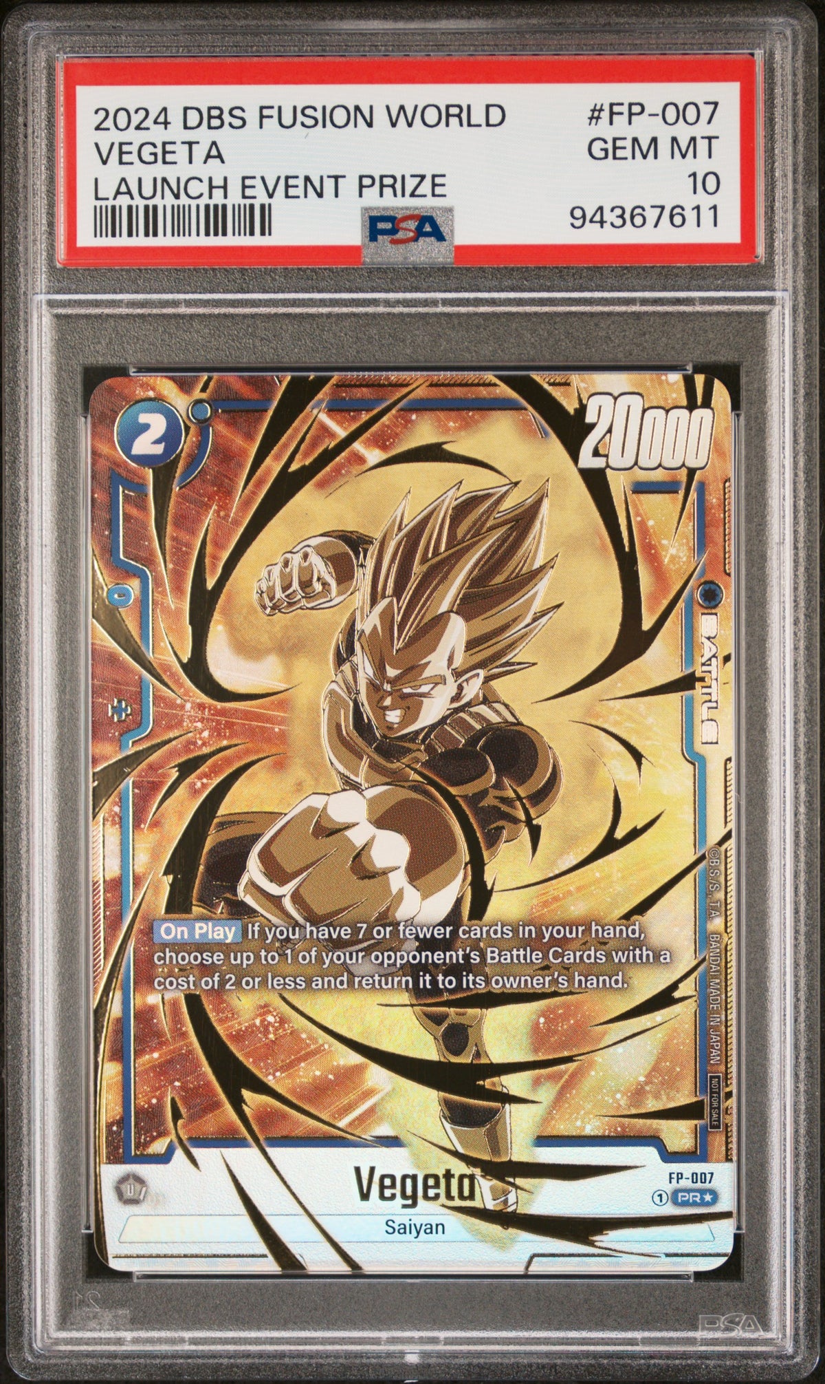 Vegeta - FP-007 (Gold) Fusion World Promotion Cards and Packs FP-007 PSA 10