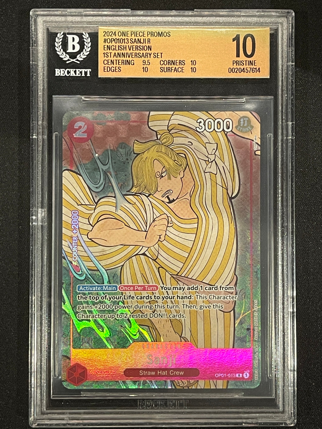 Sanji (English Version 1st Anniversary Set) One Piece Promotion Cards OP01-013 BGS 10