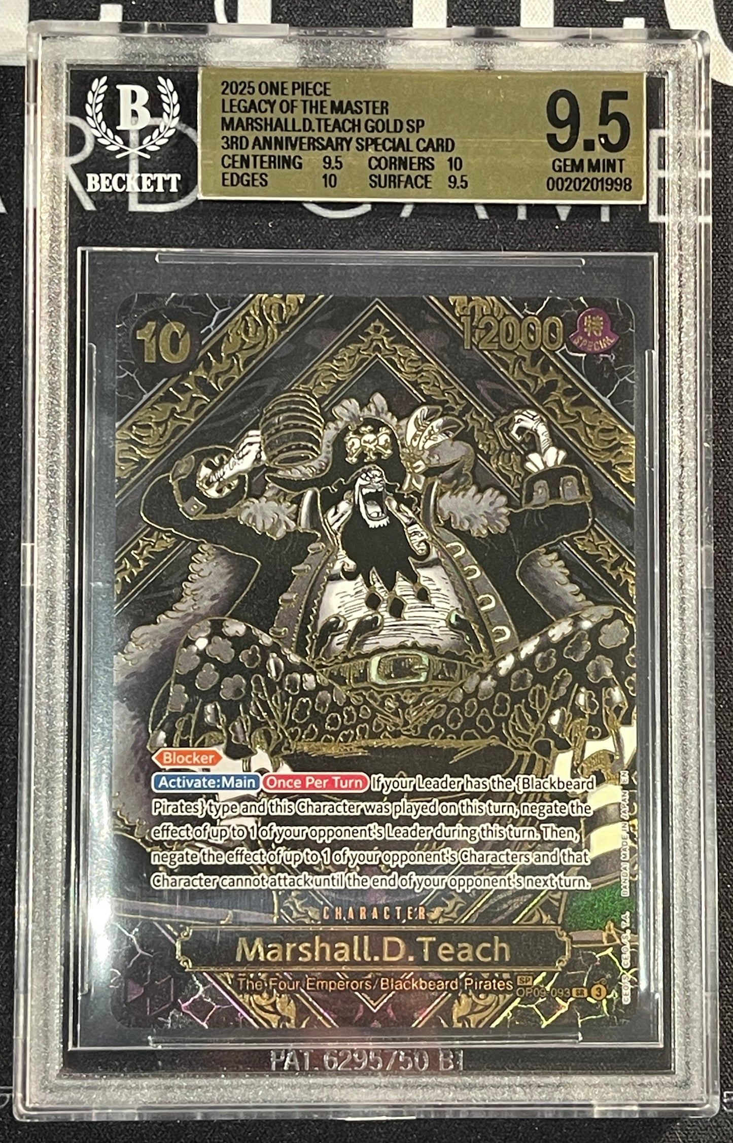 Marshall D Teach OP09-093 | Way of the Master Gold SP BGS 9.5 One Piece